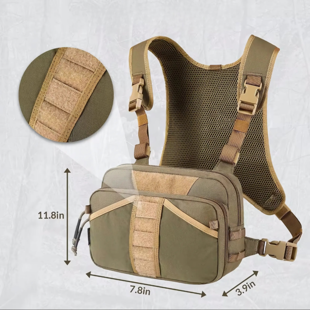Fisker 6 - Robust 6L Brysttaske til fiskeri eller lignende  i. 500D Nylon, YKK &  UTX Duraflex
