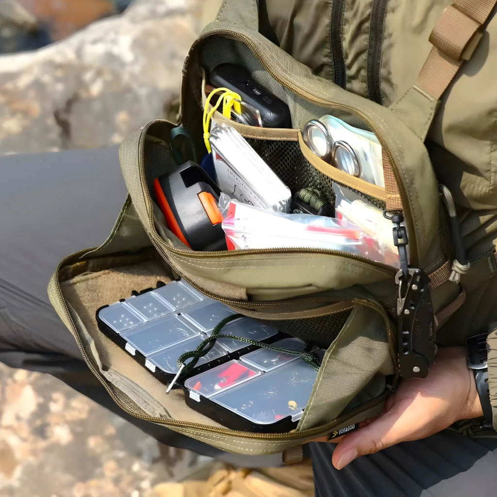 Fisker 6 - Robust 6L Brysttaske til fiskeri eller lignende  i. 500D Nylon, YKK &  UTX Duraflex