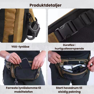 Urban 4- Bæltetaske 3,6L EDC Taske Brun i. 500D Nylon, YKK &  UTX Duraflex