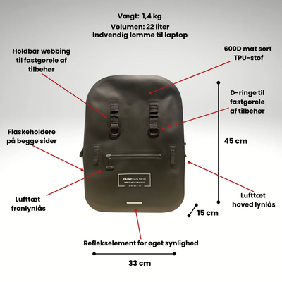 sustainpack vandtæt rygsæk 20 med lufttæt lynlåser , produkt description